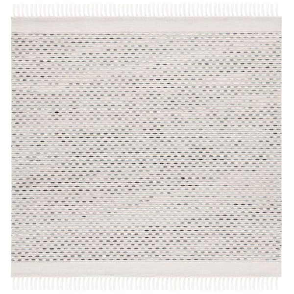Vermont 6 ft. x 6 ft. Ivory Striped Border Square Area Rug