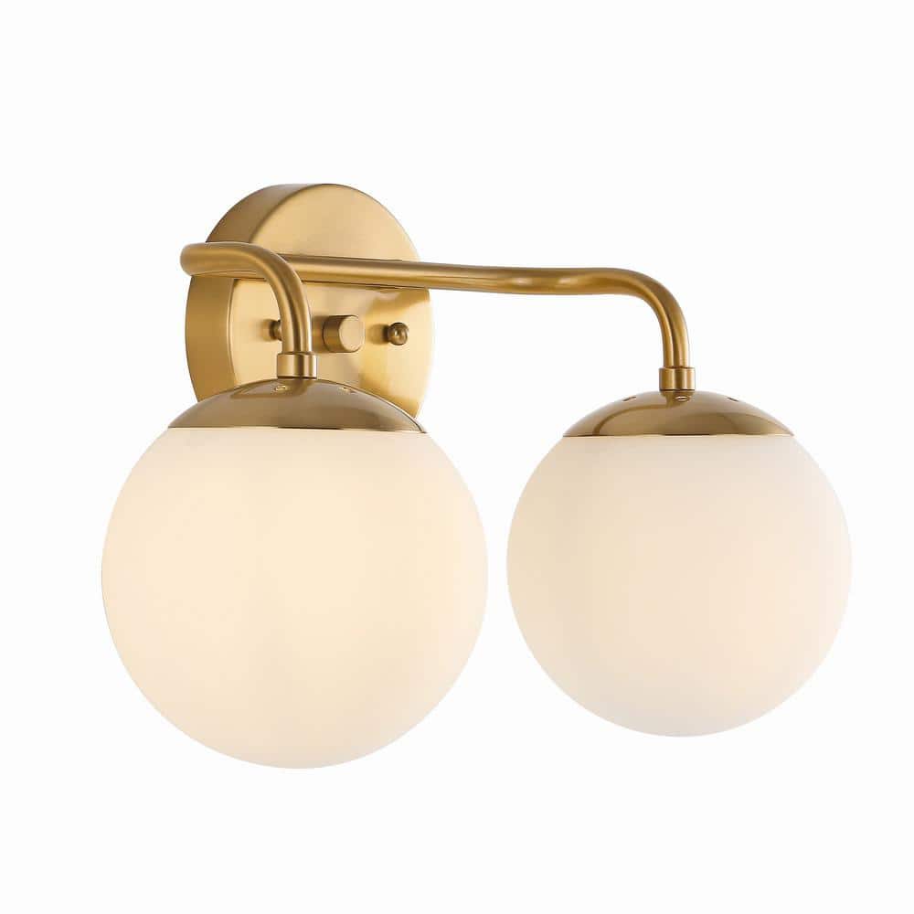 Louis Parisian 15" Brass Gold Globe LED Vanity Light with Frosted Glass