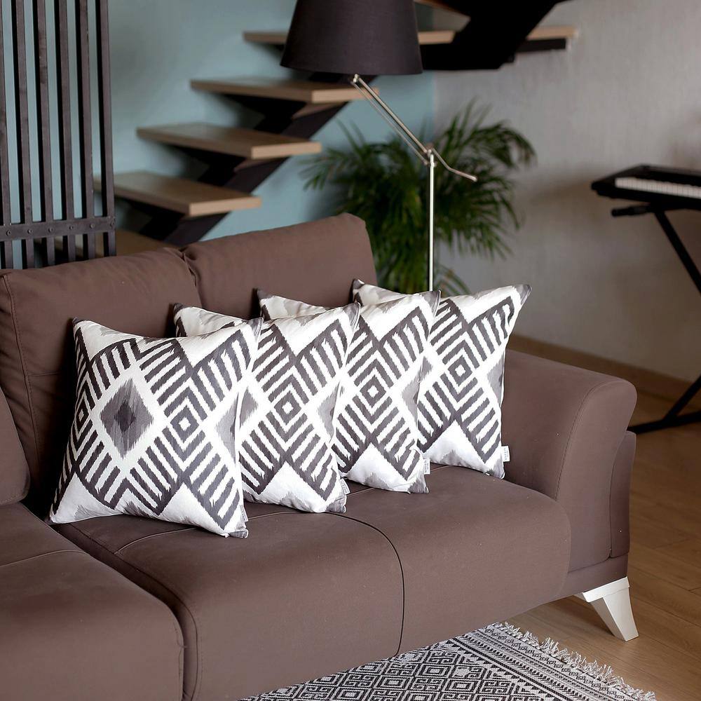 Gray Ikat Pattern Euro Square Pillow Covers Set of 4
