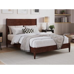 Pasadena Walnut Brown Solid Wood Frame Full Low Profile Platform Bed