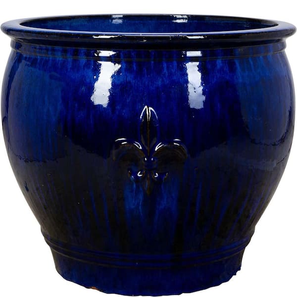 Unbranded 80 Qt. 19 in. Fireworks Blue Clay New Orleans Planter