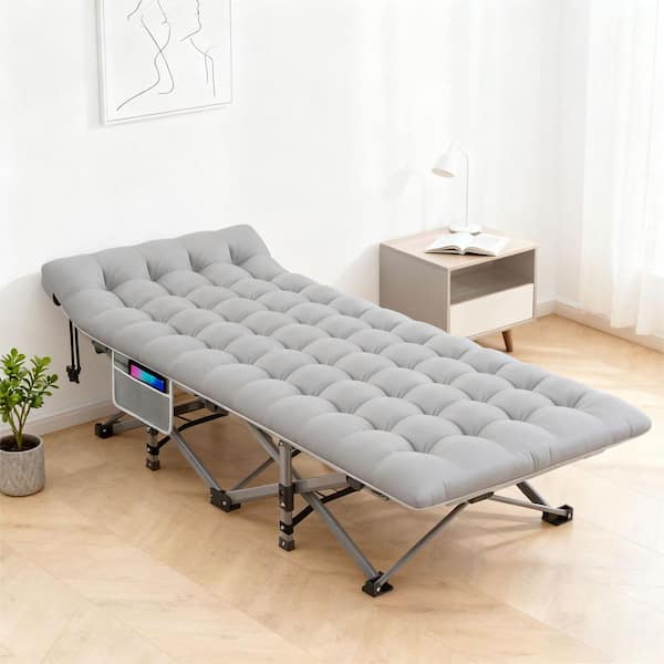 SEEUTEK Folding Camping Cot, Heavy Duty Portable Rollaway Guest Bed with Mattress Pad and Carry Bag, Supports up to 800 lbs.