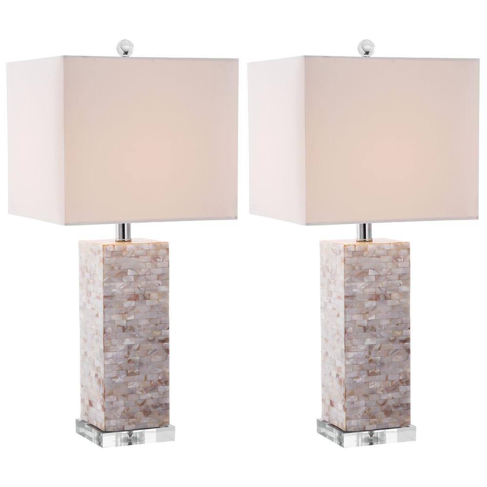 Homer Cream Shell and Acrylic Table Lamp Set of 2