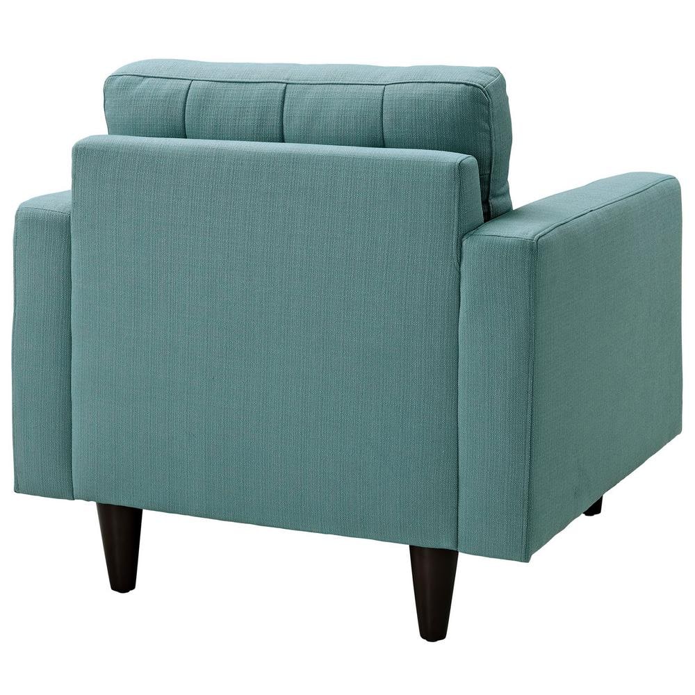 Laguna Blue Tufted Leather and Wood Accent Chair