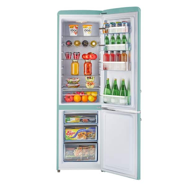 Classic Retro 21.6 in. 8.7 cu. ft. Retro Bottom Freezer Refrigerator in Ocean Mist Turquoise, ENERGY STAR