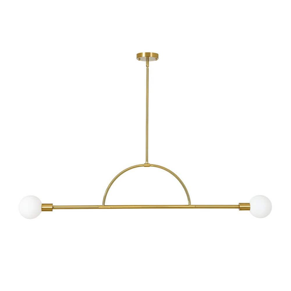 Raquel 2-Light 51.8-in W Brushed Brass Linear Arc Pendant with Opal Glass Globes for Kitchen Island and Dining Table price history on PriceWatchPro