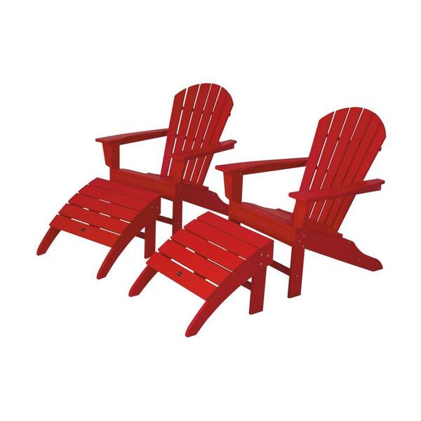POLYWOOD South Beach Sunset Red Plastic Patio Adirondack Chair (2-Pack)