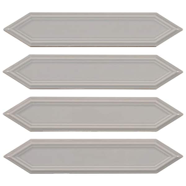 ANDOVA Concerto-Malorum Burtam Glossy 2 in. x 8 in. Ceramic Beveled Picket Wall Tile Sample