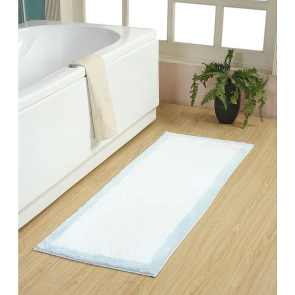Lakewood 22 in. X60 in. Spa Blue Micro Tufted Bath Runner Rug