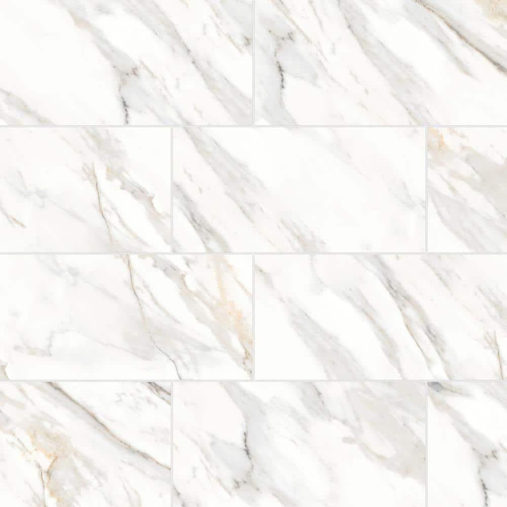 Bedrosians Shandar Rectangular 12 In X 24 In Polished Arezzo Bianco