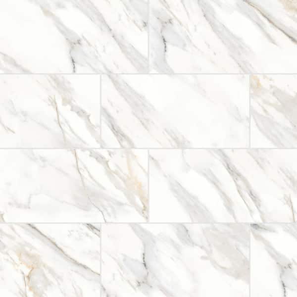 Bedrosians Shandar Rectangular 12 in. x 24 in. Polished Arezzo Bianco Super White Porcelain Tile (9.68 sq. ft./Case)