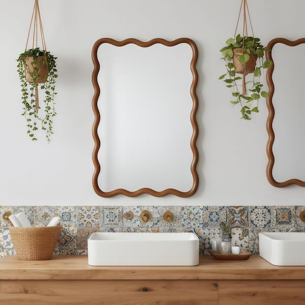 Black Walnut 20 in.W x 30 in.H Wavy Rectangle Wood Frame
