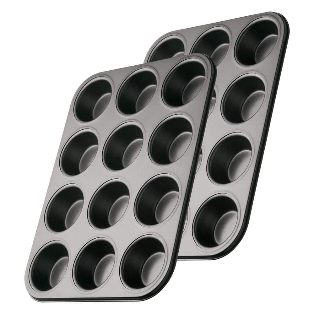 Standard Size 12-Cup Muffin Pan, Carbon Steel Nonstick Baking Pans Set with 100 Cupcake Liners, 2-Pack price history on PriceWatchPro