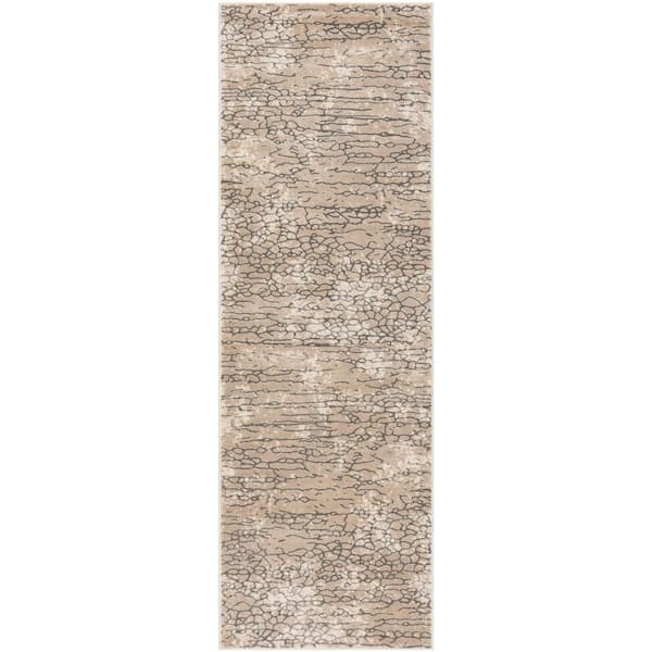 Meadow 3 ft. x 12 ft. Beige Cracked Stone Runner Rug
