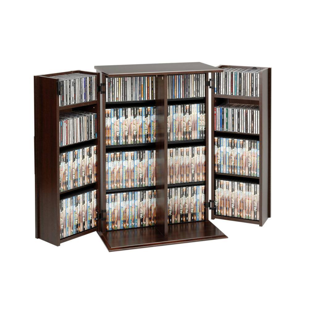 Espresso Laminated Wood Composite Media Storage with Lockable Doors
