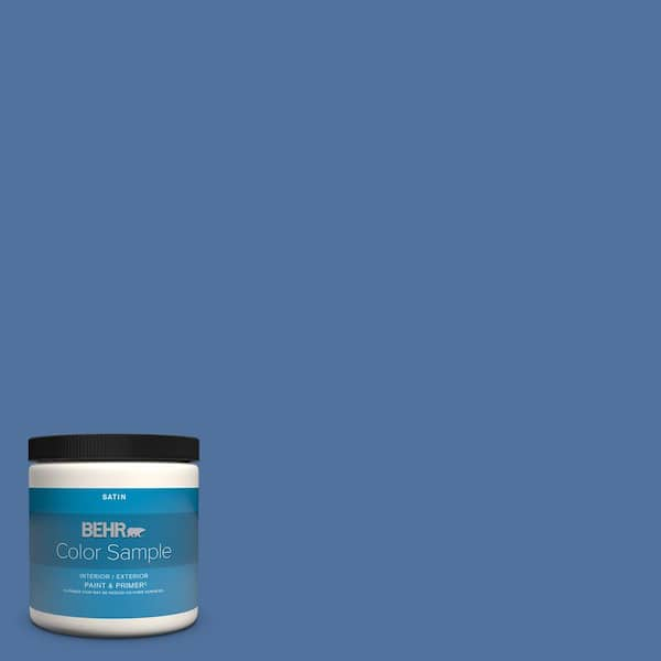 BEHR PREMIUM PLUS 8 oz. #PPU15-03 Dark Cobalt Blue Satin Enamel  Interior/Exterior Paint & Primer Color Sample B370316 - The Home Depot