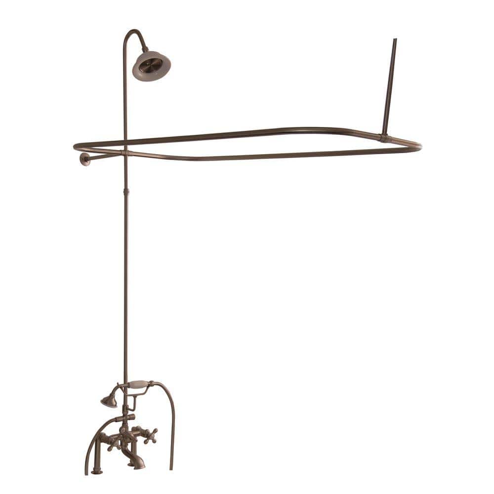 Elegant 60" Acrylic Clawfoot Slipper Tub with Elephant Spout and Shower Enclosure
