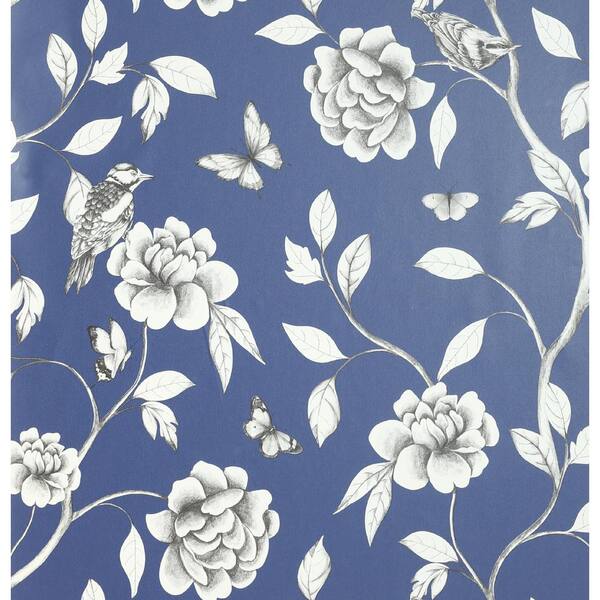 Arthouse Rose Garden Navy Paper Strippable Roll (Covers 56 sq. ft.)