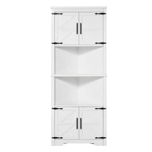 68 in. Tall Corner Storage Cabinet, 6-Tiers Farmhouse Storage Cabinet with 4-Wooden Doors and Adjustable Shelves