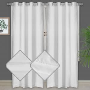 Elle 100% Blackout Grommet Curtains With Thermal Insulated Liner, 2 Panels, 50''x120'', White