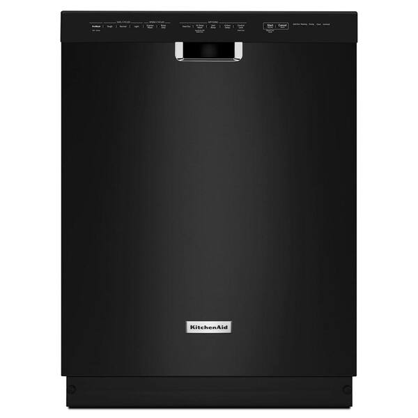 KitchenAid 24 in. Front Control Built-In Tall Tub Dishwasher in Black with Stainless Steel Tub and ProWash Cycle