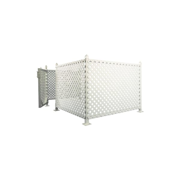 SnapFence 3 ft. x 24 ft. White Plastic Lattice Fence Panel/Enclosure Kit with Gate Insert -Soft Surface