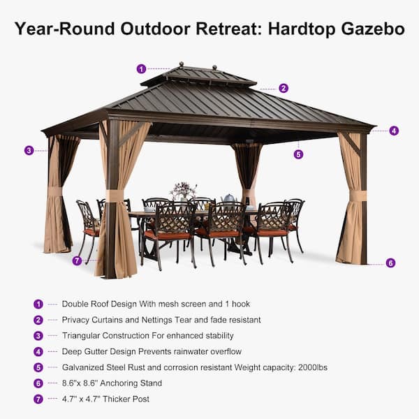 PURPLE LEAF 12 ft.x 14 ft.Bronze Aluminum Power-Coated Frame