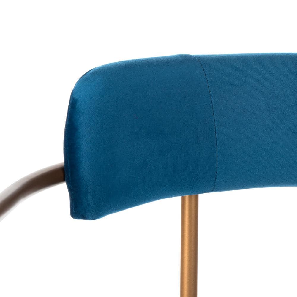 Elegant Navy Velvet and Gold Metal Upholstered Arm Chair