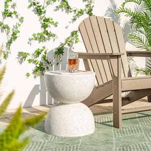 17.75 in. H Multi-Functional MGO Composite Faux Terrazzo Outdoor Side Table or Garden Stool or Planter Stand