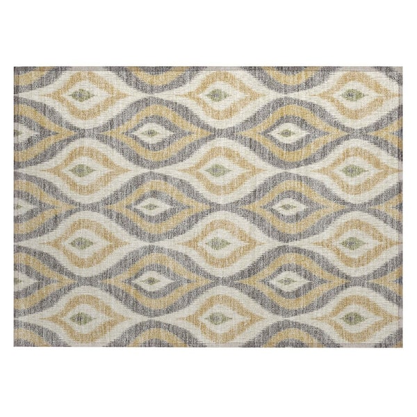 Chantille Machine Washable Indoor/Outdoor Abstract ACN3068 Gold 3 ft. x 4 ft. Area Rug