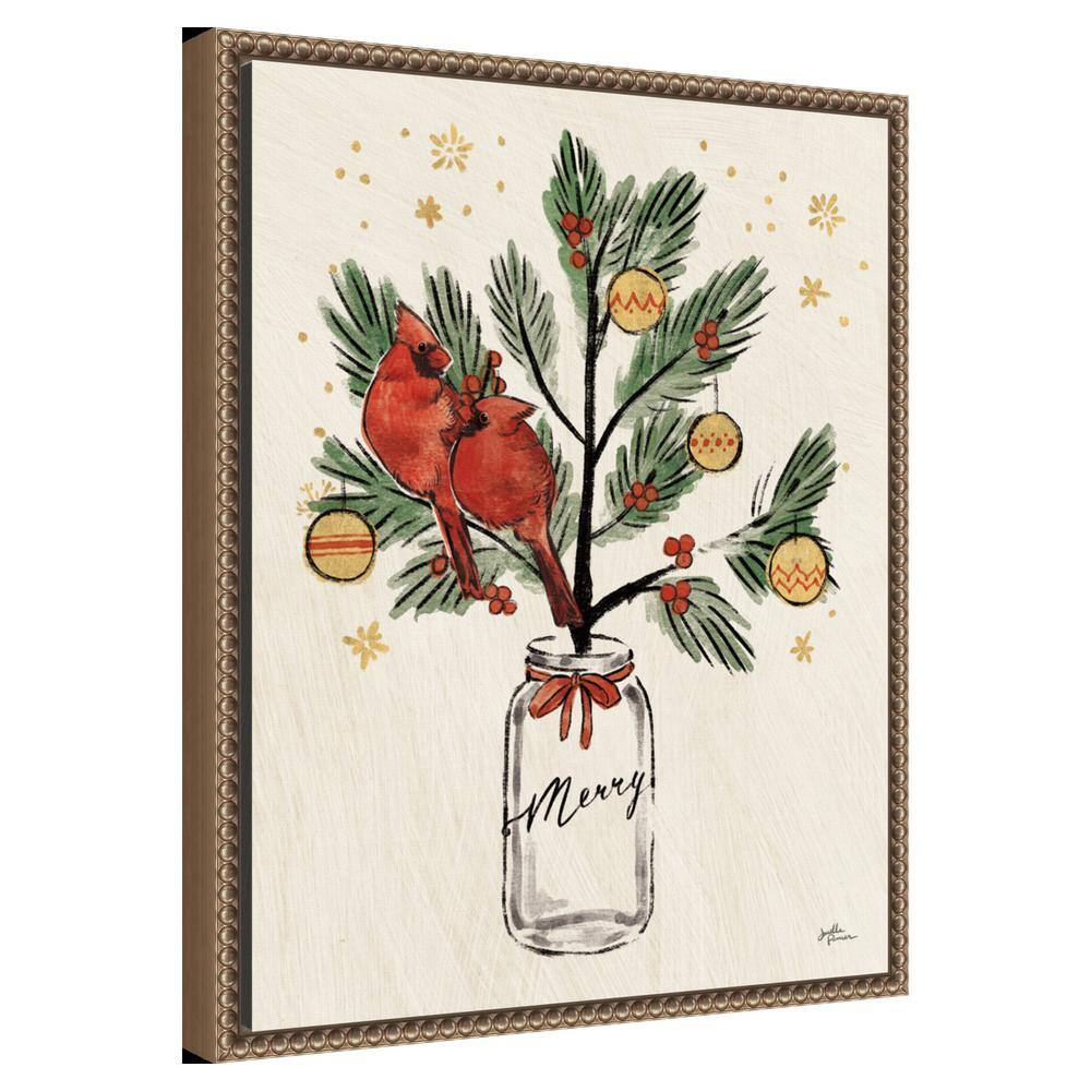 Festive Christmas Lovebirds Framed Canvas Wall Art, 16 x 20
