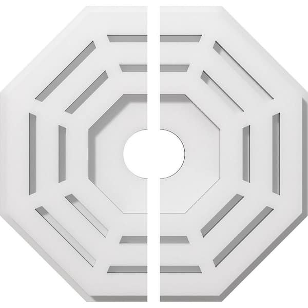 Ekena Millwork 1 in. P X 4-3/4 in. C X 12 in. OD X 2 in. ID Westin Architectural Grade PVC Contemporary Ceiling Medallion, Two Piece