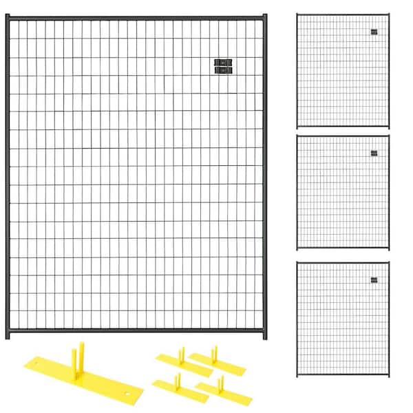 Perimeter Patrol 6 ft. x 20 ft. 4-Panel Black Powder-Coated Welded Wire Temporary Fencing