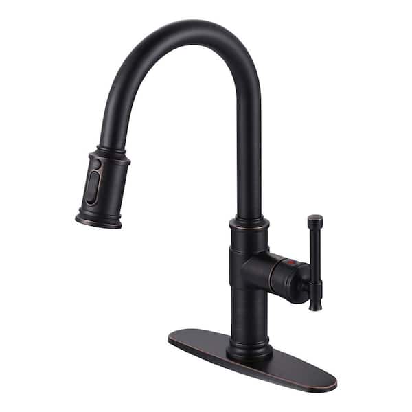 VEVETTA 16 in. High-Arc 3-Mode Single Handle 360° Swivel Pull-Down Sprayer Kitchen Faucet in Oil Rubbed Bronze