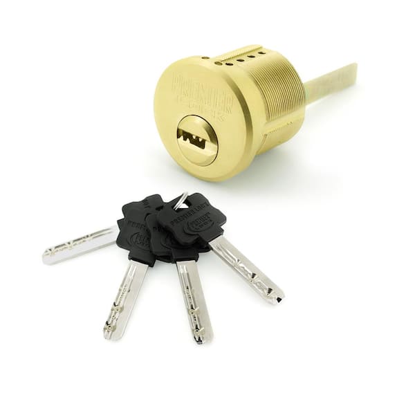 Premier Lock 1-1/8 in. High Security Rim Cylinder, Brass Finish