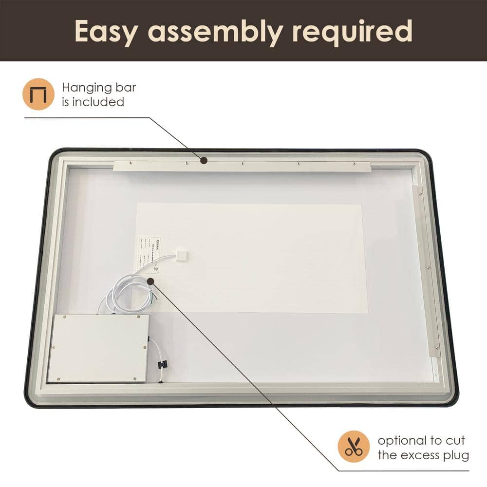 Viaggi 48" Silver and Gold LED Lighted Bathroom Vanity Mirror