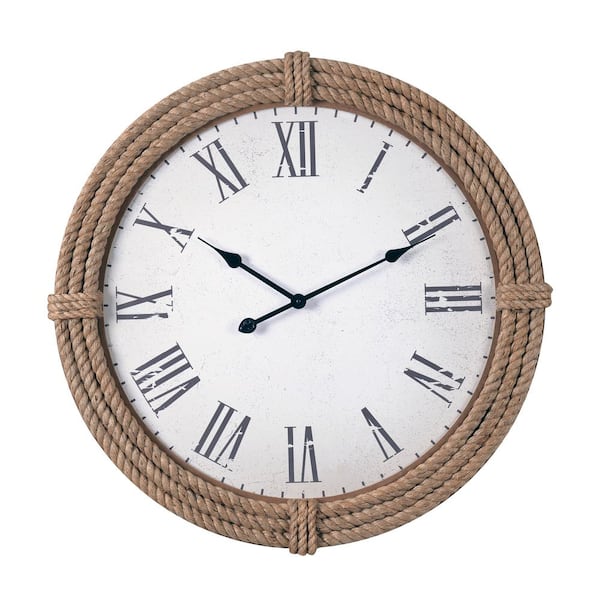 Kenroy Home Rudy In Natural Rope Wall Clock Rp The Home Depot