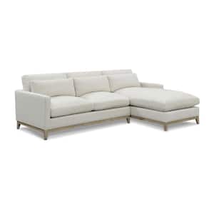 110 in. Square Arm 2-Piece Linen L-Shaped Sectional Sofa in White Oat with Chaise