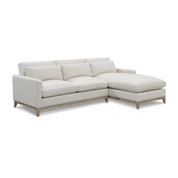 New Heights 110 in. Square Arm 2-Piece Linen L-Shaped Sectional Sofa in White Oat with Chaise