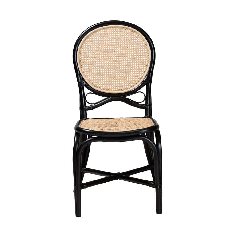 Ayana Black and Natural Rattan Low Side Chair