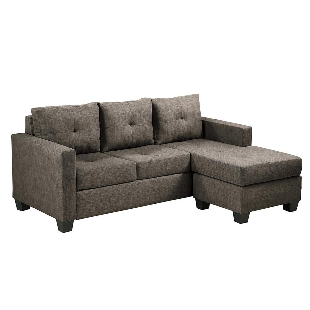 Charley 78 in. Straight Arm Textured Fabric Reversible Sectional Sofa in. B