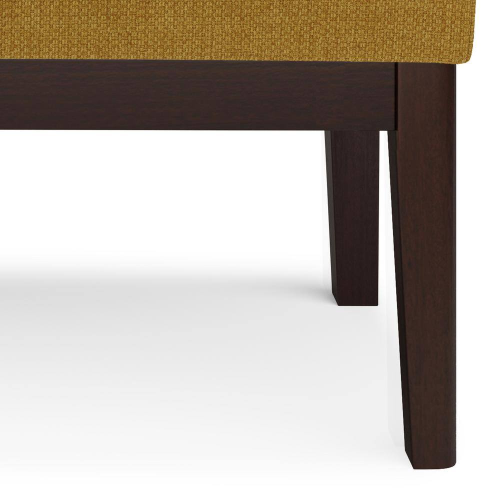 Carlson Marigold Linen Mid Century Ottoman Bench with Wood Frame
