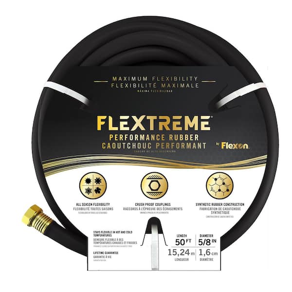 Flexon Flextreme 5/8 in. Dia x 50 ft. Black Performance Rubber Garden Hose