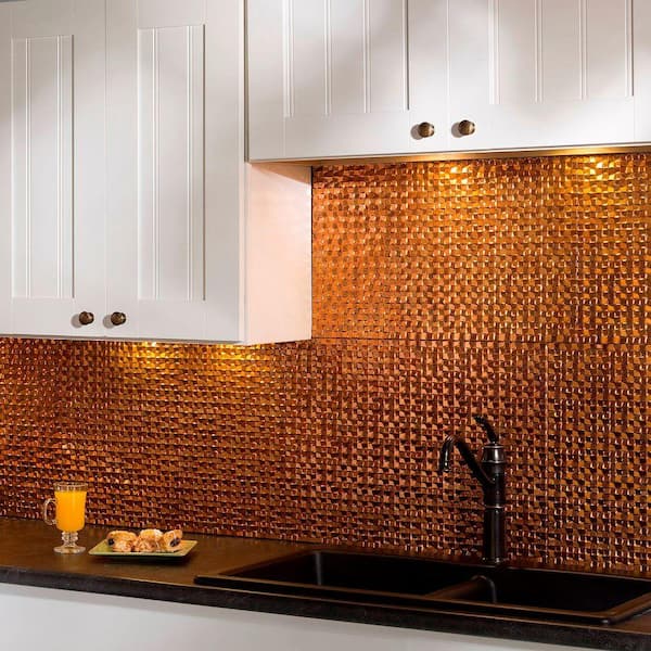 Fasade 18.25 in. x 24.25 in. Muted Gold Terrain PVC Decorative Tile Backsplash