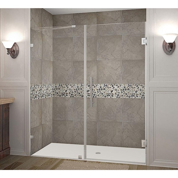 Aston Nautis 70 in. x 72 in. Completely Frameless Hinged Shower Door in Chrome