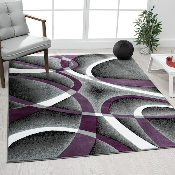 Luxe Weavers Purple Modern Abstract Area Rug 4x5 Geometric Living Room  Carpet 