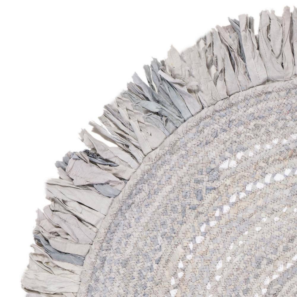Handwoven Gray Cotton 4' Round Braided Reversible Rug