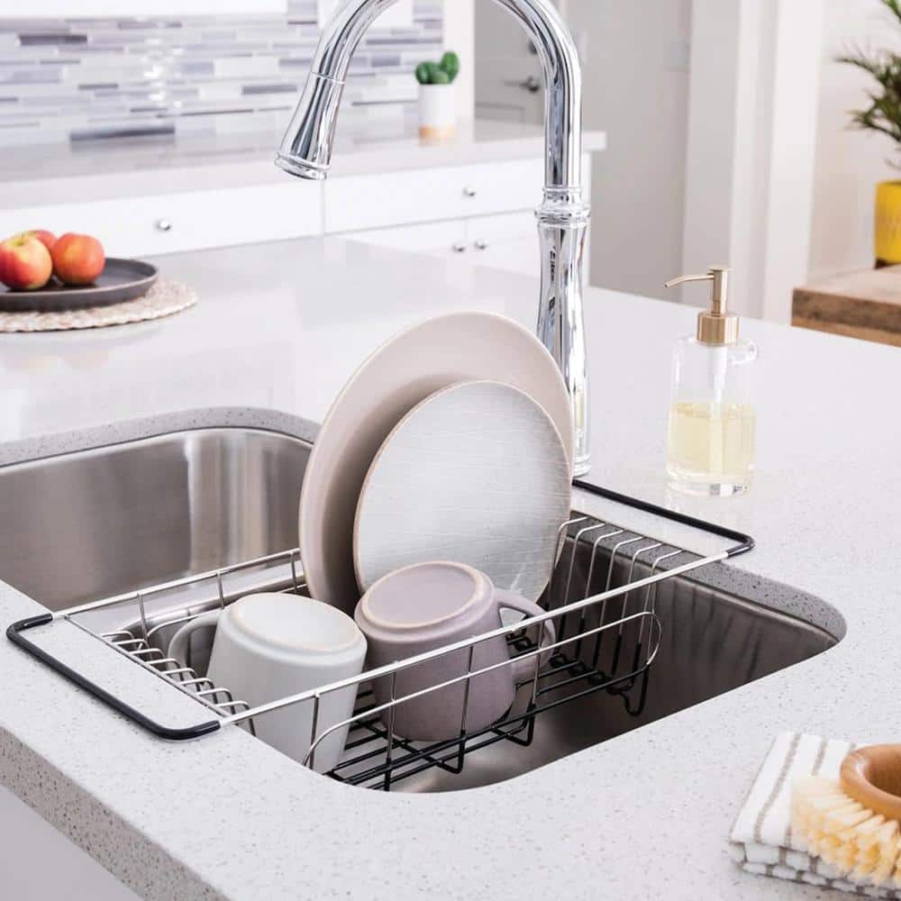Stainless Steel Over-the-Sink Dish Drainer with Cushioned Coating