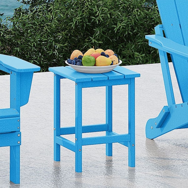 Mason 18 in. Pacific Blue Poly Plastic Fade Resistant Outdoor Patio Square Adirondack Side Table