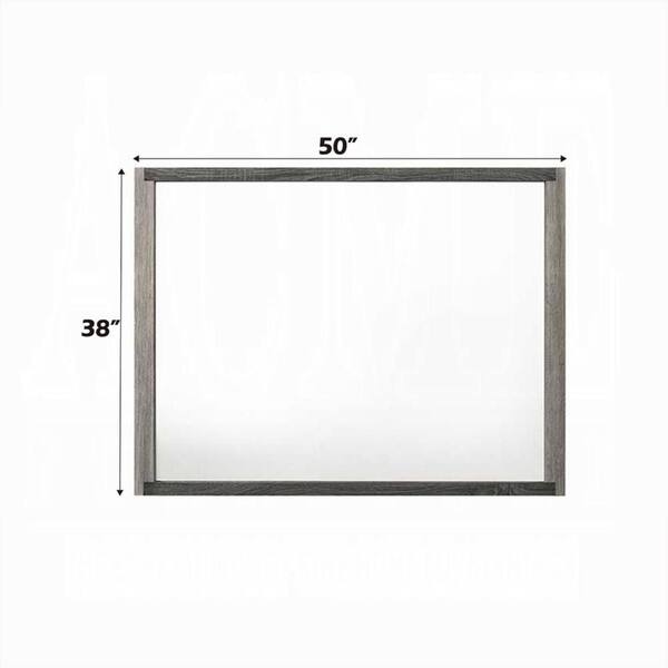 Benjara Joho Gray 1 in. W x 38 in. H Rectangle Wood Framed Mirror